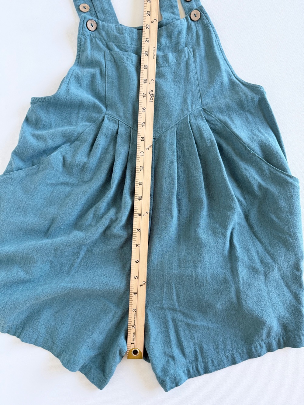 Automet Teal Linen Blend Shortalls Romper Pinafore Overalls Size S - Picture 7 of 11